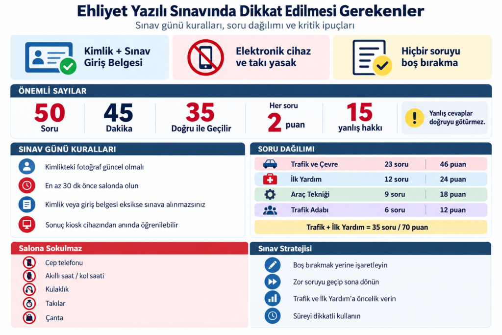 ehliyet yazılı sınavında dikkat edilmesi gerekenler
