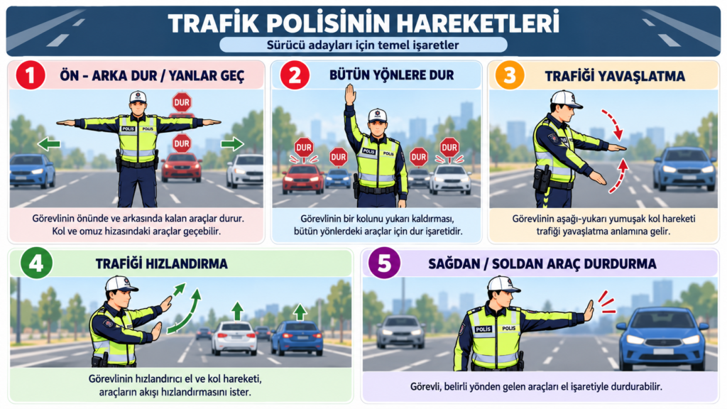 Trafik ve Çevre Konu Anlatımı: Sınavın En Ağır Dersi 5 trafik polisinin hareketleri